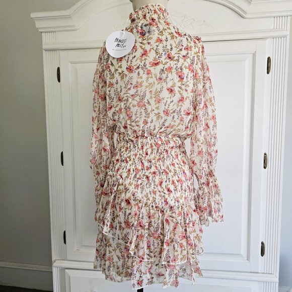 NWT Princess Polly Boho Chic Floral Layered Dress With Smocking, Size 2 - Picture 4 of 14